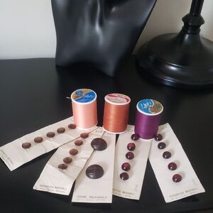 Coordinating Brown and Eggplant Button and Thread Set